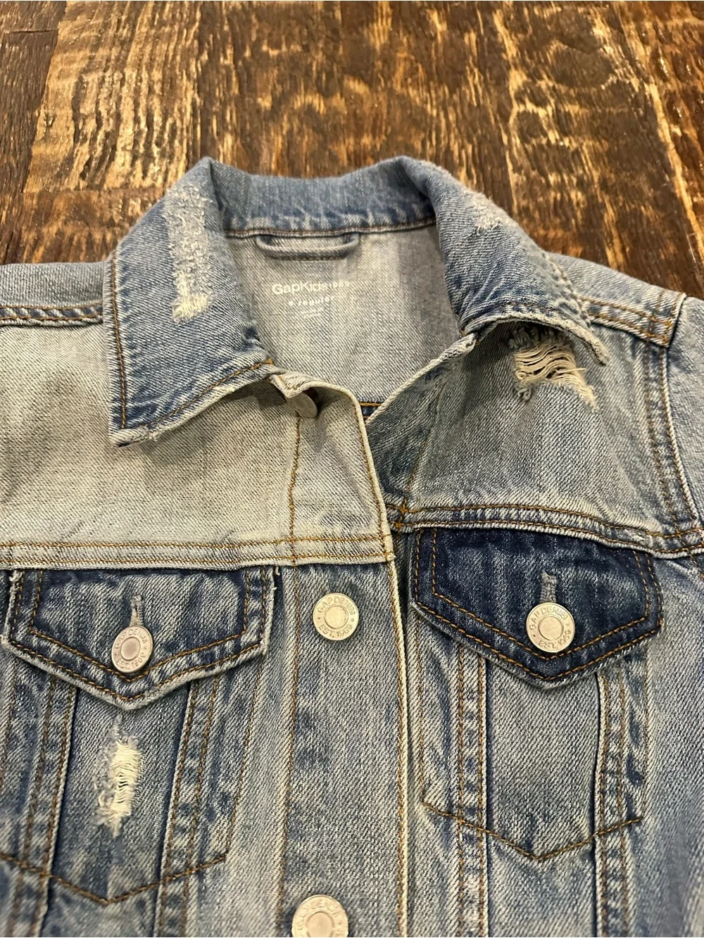 GAP Light Blue Distressed Denim Jacket for Kids